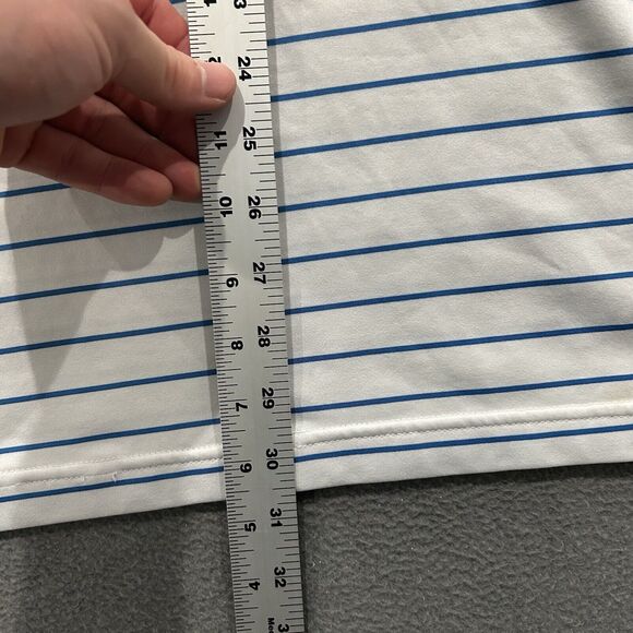 Rhoback Shirt Mens XL White Blue Striped Golf Polo Performance Stretch Preppy - Picture 11 of 11